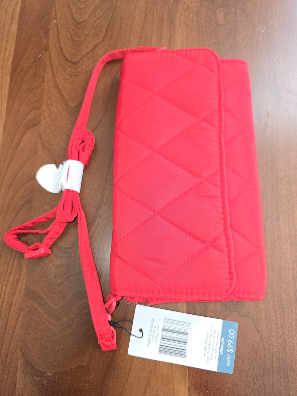 Vera Bradley Quilted Wristlet Crossbody in Goji Berry Red, Brand New with Tags!